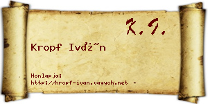 Kropf Iván névjegykártya